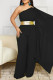 Celebrities Solid Patchwork With Belt One Shoulder Regular Jumpsuits