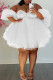 Sexy Solid Patchwork Off the Shoulder Ball Gown Plus Size Dresses