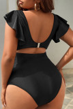 Sportswear Solid Bandage Patchwork Stringy Selvedge V Neck Plus Size Swimwear(With Paddings)