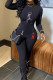Street Print Patchwork Zipper O Neck Plus Size Jumpsuits