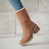Casual Patchwork Solid Color Round Keep Warm Comfortable Shoes (Heel Height 1.97in)