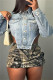 Casual Solid Patchwork Asymmetrical Turndown Collar Long Sleeve Regular Denim Jacket