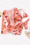 Sexy Print Bandage Swimsuit Three Piece Set (With Paddings)