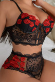 Sexy Floral Lace Embroidered Patchwork See-through Lingerie