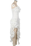Elegant Solid Patchwork Stringy Selvedge Strapless Strapless Dress Dresses