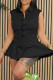 Street Solid Patchwork Buckle Turndown Collar Loose Rompers