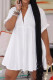 Casual Sweet Solid Patchwork Buckle Cardigan Collar A Line Plus Size Dresses