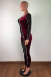 Fashion Sexy Patchwork See-through Regular Jumpsuits