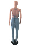 Fashion Sexy Solid Backless Cross Straps Spaghetti Strap Skinny Jumpsuits
