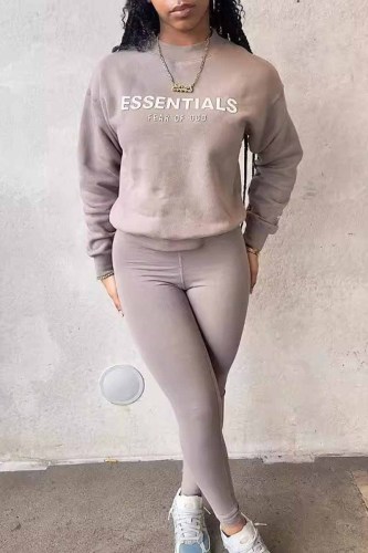 Casual Street Print Letter O Neck Long Sleeve Two Pieces
