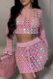 Sexy Sequins Patchwork Swimwears Cover Up(Two Pieces)