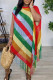 Sportswear Color Block Tassel Hollowed Out Patchwork Swimwears Cover Up