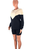Casual Patchwork O Neck Long Sleeve Two Pieces