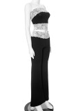 Street Lace Patchwork Strapless Sleeveless Two Pieces