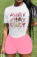 Casual Print Patchwork O Neck Short Sleeve Two Pieces