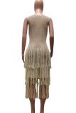 Celebrities Solid Tassel Hollowed Out Patchwork See-through Swimwears Cover Up