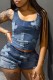 Casual Print Basic U Neck Sleeveless Two Pieces