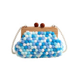 Sweet Vacation Color Block Pearl Fur Ball Bags