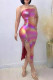 Sexy Gradient Bronzing Patchwork Slit Strapless Strapless Dresses