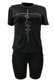 Casual Print Patchwork O Neck Short Sleeve Two Pieces