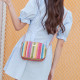 Daily Color Block Patchwork Zipper Weave Bags