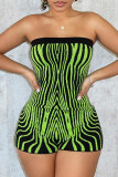 Street Print Patchwork Backless Strapless Skinny Rompers