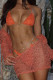 Sportswear Solid Bandage Patchwork See-through 4 Piece Sets