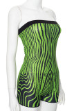 Street Print Patchwork Backless Strapless Skinny Rompers