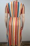 Celebrities Color Block Patchwork V Neck A Line Plus Size Dresses