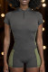 Street Patchwork Zipper O Neck Short Sleeve Two Pieces