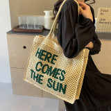 Daily Simplicity Letter Hollowed Out Contrast Bags