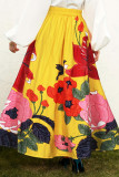 Elegant Print Patchwork A Line Plus Size 
