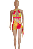 Sportswear Gradient Bandage Hollowed Out Patchwork 3 Piece Sets