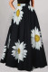 Elegant Print Patchwork A Line Plus Size 