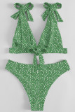 Sportswear Dot Bandage Patchwork Swimwears(With Paddings)