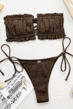 Sportswear Solid Bandage Patchwork Fold Swimwears