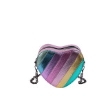 Daily Color Block Heart Shaped Patchwork Zipper Bags