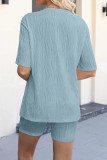 Casual Striped Patchwork O Neck Half Sleeve Two Pieces