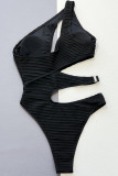 Sportswear Solid Hollowed Out Patchwork Swimwears(With Paddings)