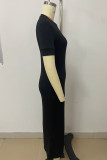 Casual Street Solid Patchwork Pocket O Neck Long Dresses