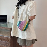 Daily Color Block Heart Shaped Patchwork Zipper Bags