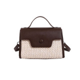 Casual Simplicity Solid Patchwork Weave Bags