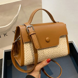 Casual Simplicity Solid Patchwork Weave Bags