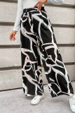 Casual Print Patchwork Loose Mid Waist Wide Leg Full Print Bottoms