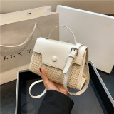 Casual Simplicity Solid Patchwork Weave Bags