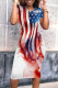 Street Print Patchwork O Neck Wrapped Skirt Dresses