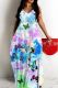 Sexy Print Backless Spaghetti Strap Long Dresses