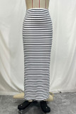 Casual Striped Patchwork Regular Mid Waist Full Print Bottoms