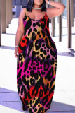 Sexy Casual Print Backless Spaghetti Strap Long Dresses