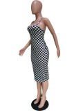 Sexy Casual Plaid Print Backless Spaghetti Strap Sleeveless Dresses